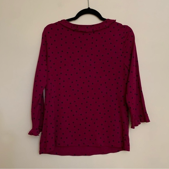 Boden Federica Jersey Polka Dot Ruffle Trim Top - Picture 5 of 5